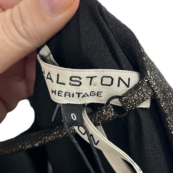 NWT Halston Heritage Evening Collection Gold Glitter Bow Back Dress Womens 0 - Picture 8 of 11